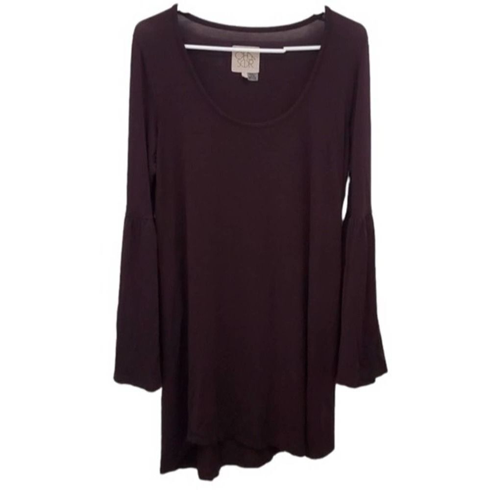 𝅺CHASER Bell Long Sleeve Mini Dress with High Low Hem Size Medium